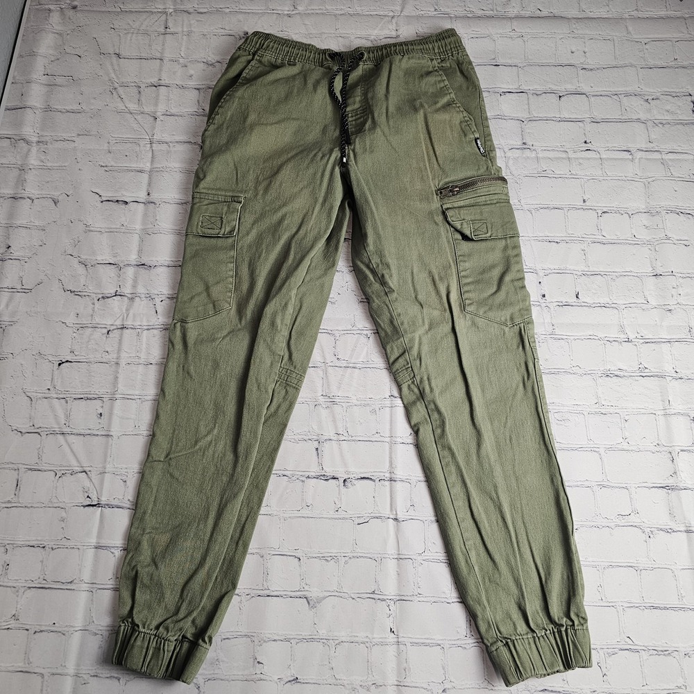 Tony Hawk Cargo Jogger Pants YOUTH Boys‎ Small Green Pull On Drawstring Pockets